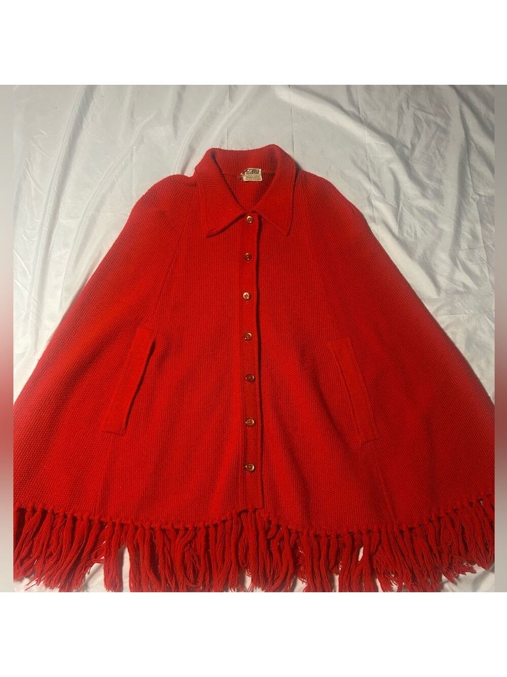 VINTAGE ROSANNA "WINTUK" CREAM KNIT BUTTON FRONT CAPE SWEATER, ONE SIZE, EUC